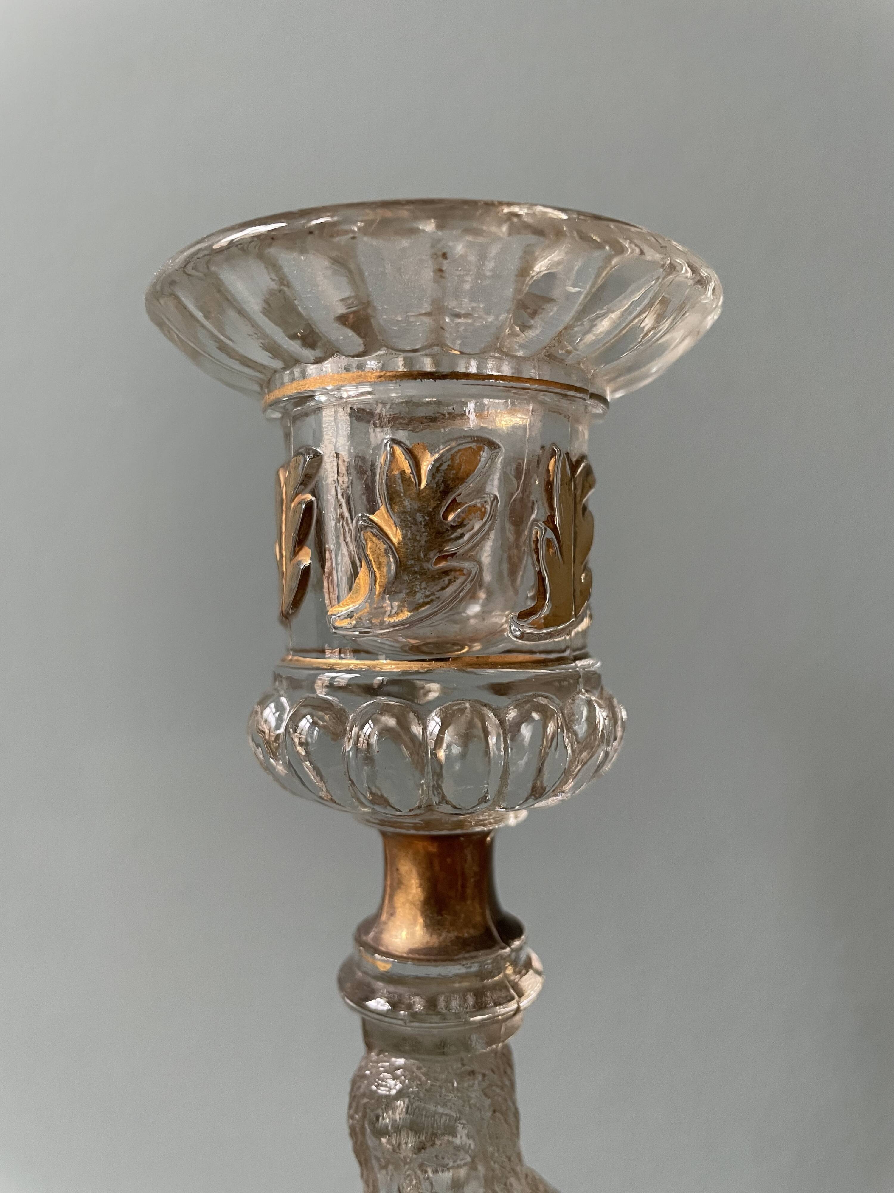 Portieux pressed glass candle holder