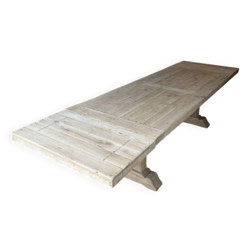Table de monastère avec rallonges en chêne massif 