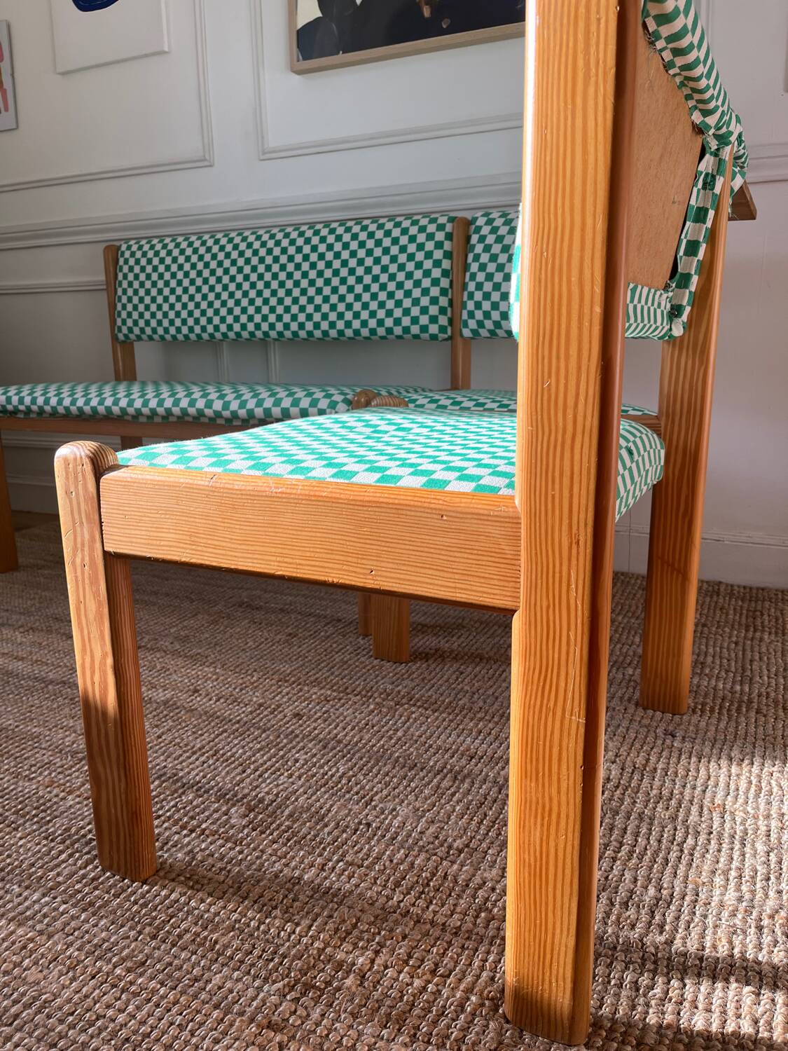 Vintage pine corner bench dining area