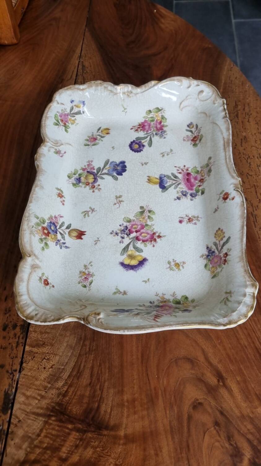 Late 19th century floral porcelain tray