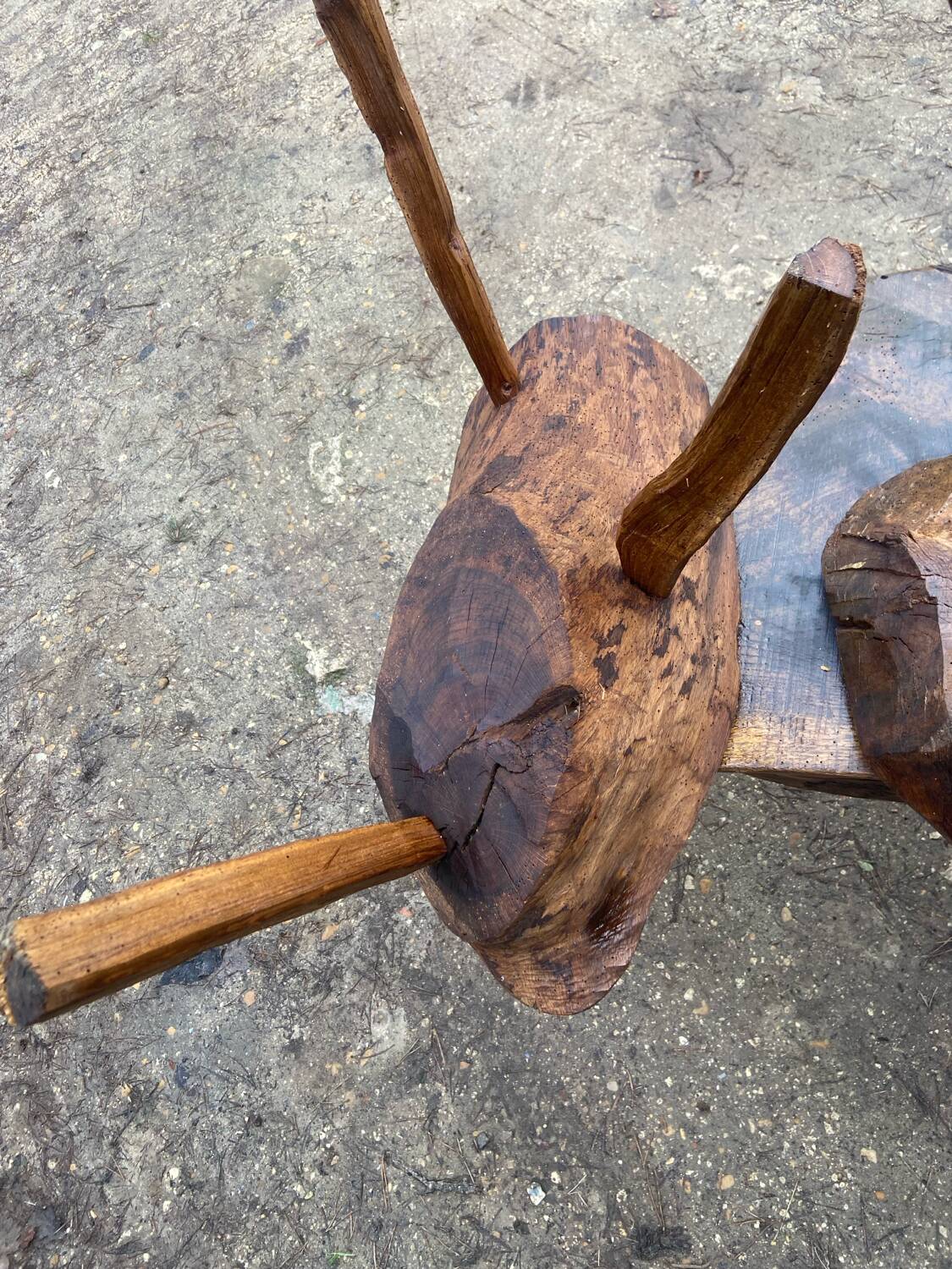 Ensemble tabourets et banc brutalisas années 50