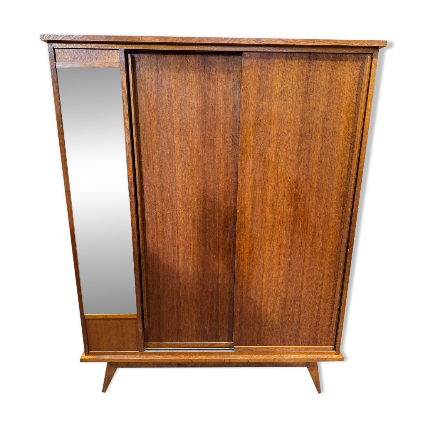Vintage sliding door wardrobe with mirror - 1970s