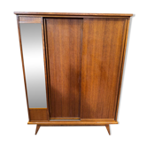 Vintage sliding door wardrobe with mirror - 1970s