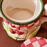 Cherry pattern slip teapot