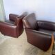 Pair of vintage brown leather club armchairs from the 70s