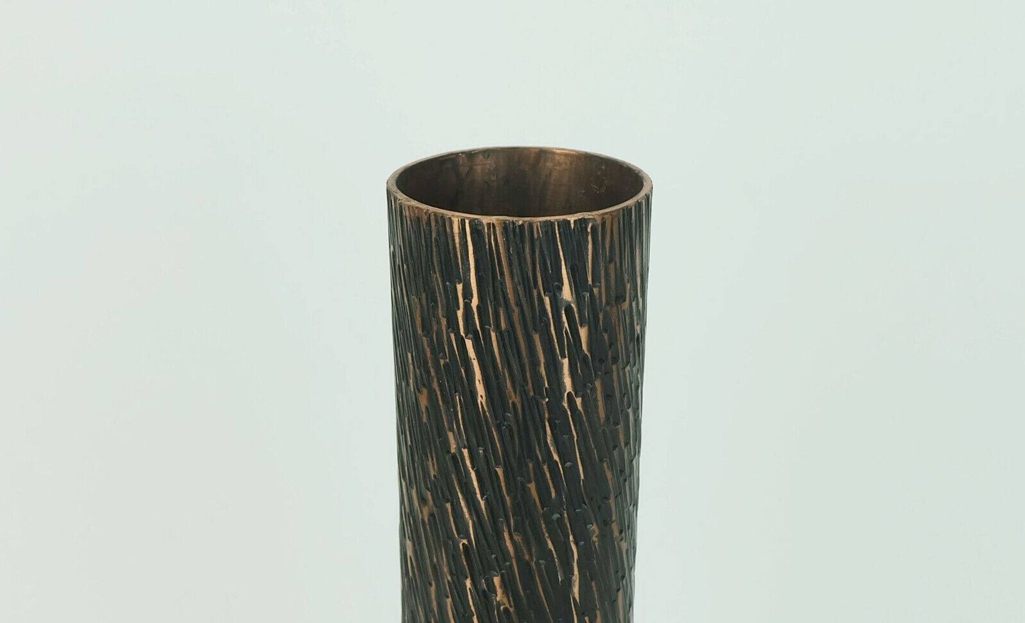Footed copper vase brutalist minimalist design 1960s ikebana flower vase