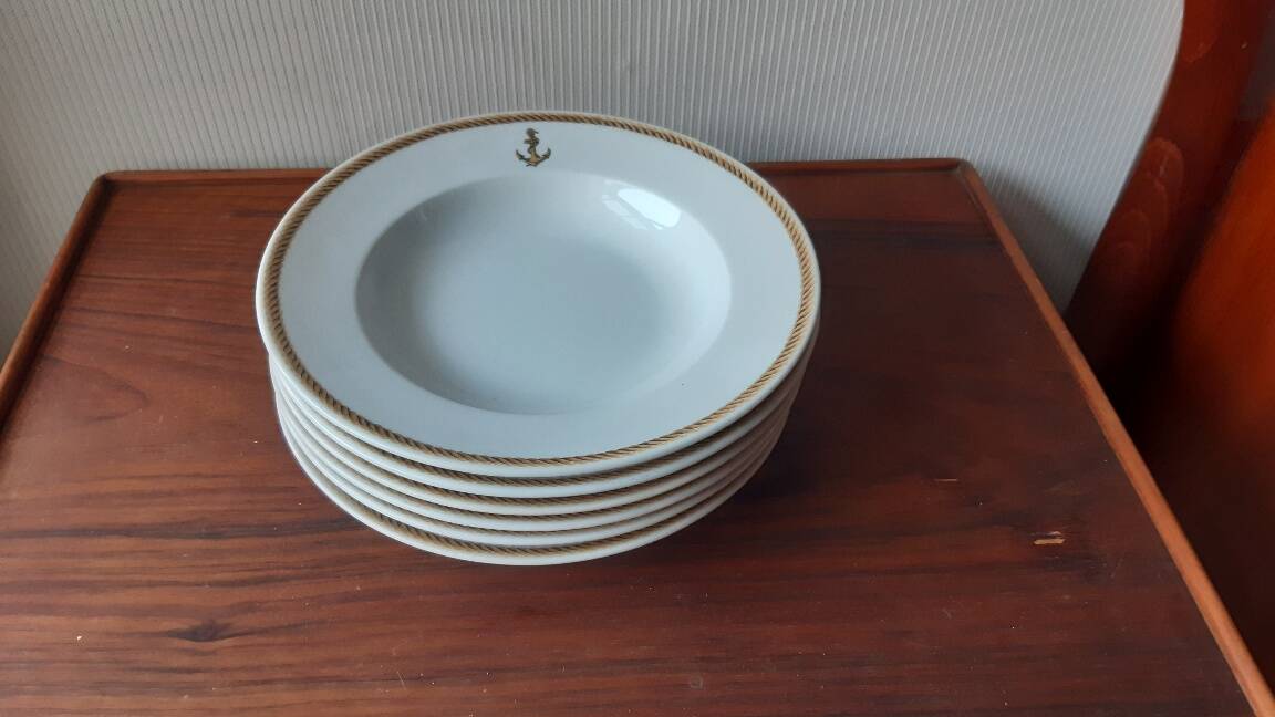 Set of 6 Limoges "marine nationale" soup plates