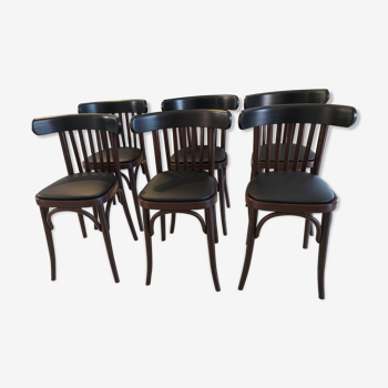 Suite of 6 chairs from vintage bistrot 1960s