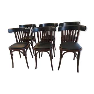 Suite of 6 chairs from vintage bistrot 1960s