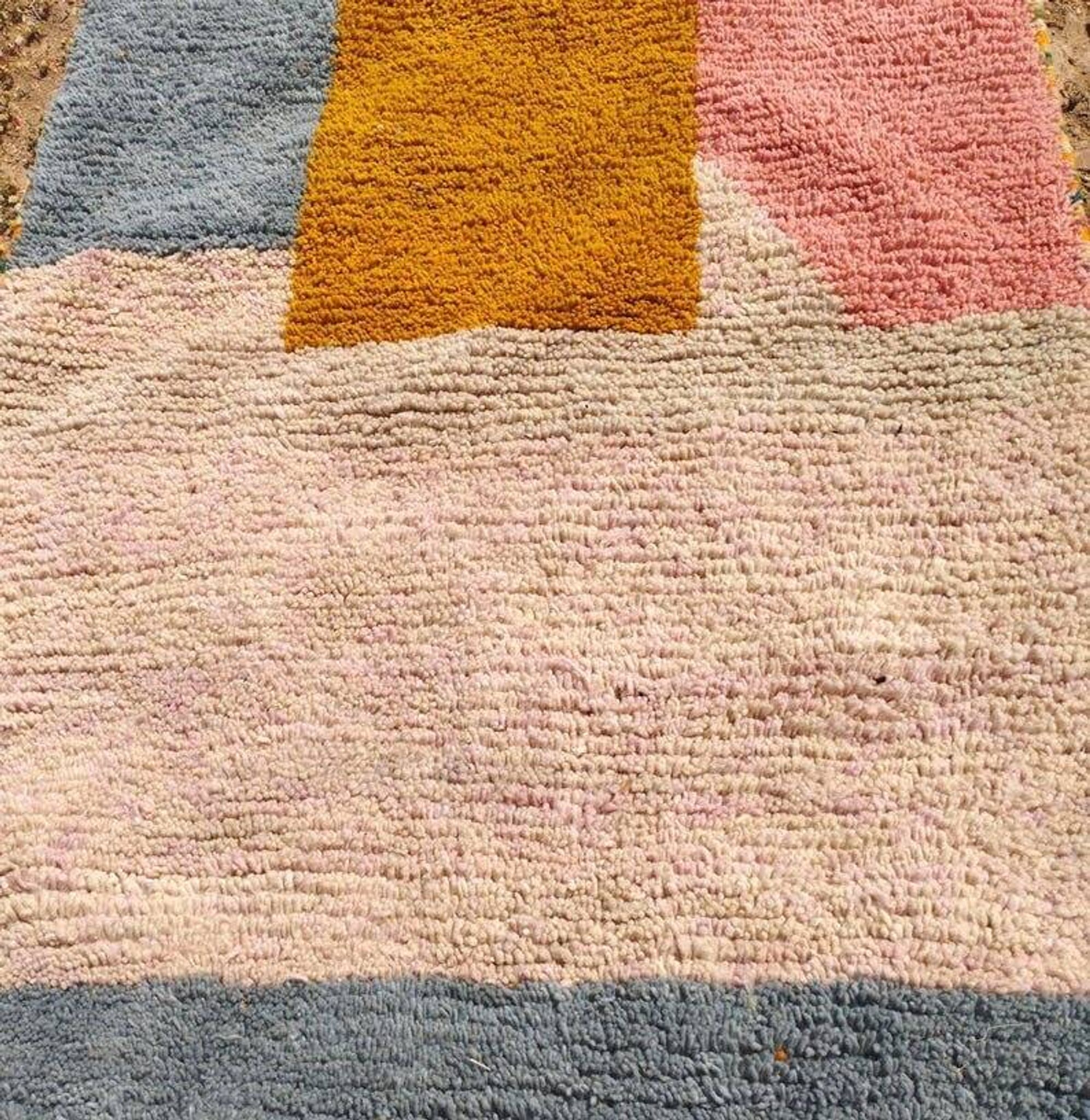 Multicolored handcrafted Berber wool rug, size 150 x 250 cm