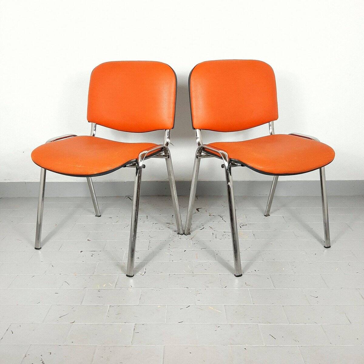 Orange office chairs, 1980s