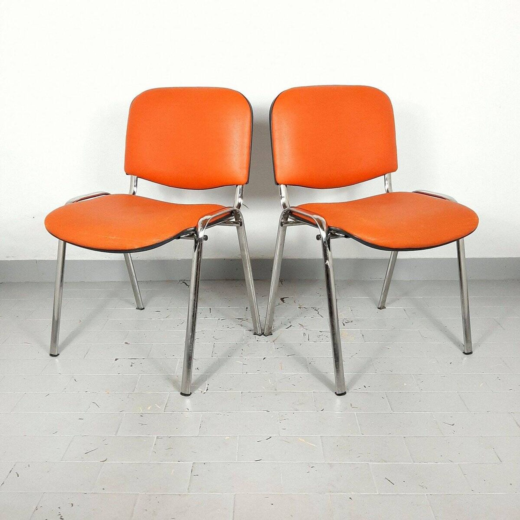 Chaises de bureau orange, années 1980