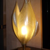 Floral lamp brass flower Laurent Rougier 1970