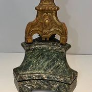 Large Gilded Carved Wooden Candelabrum on Patinated Base, French Work, v