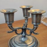 Candle holder three pewter lights