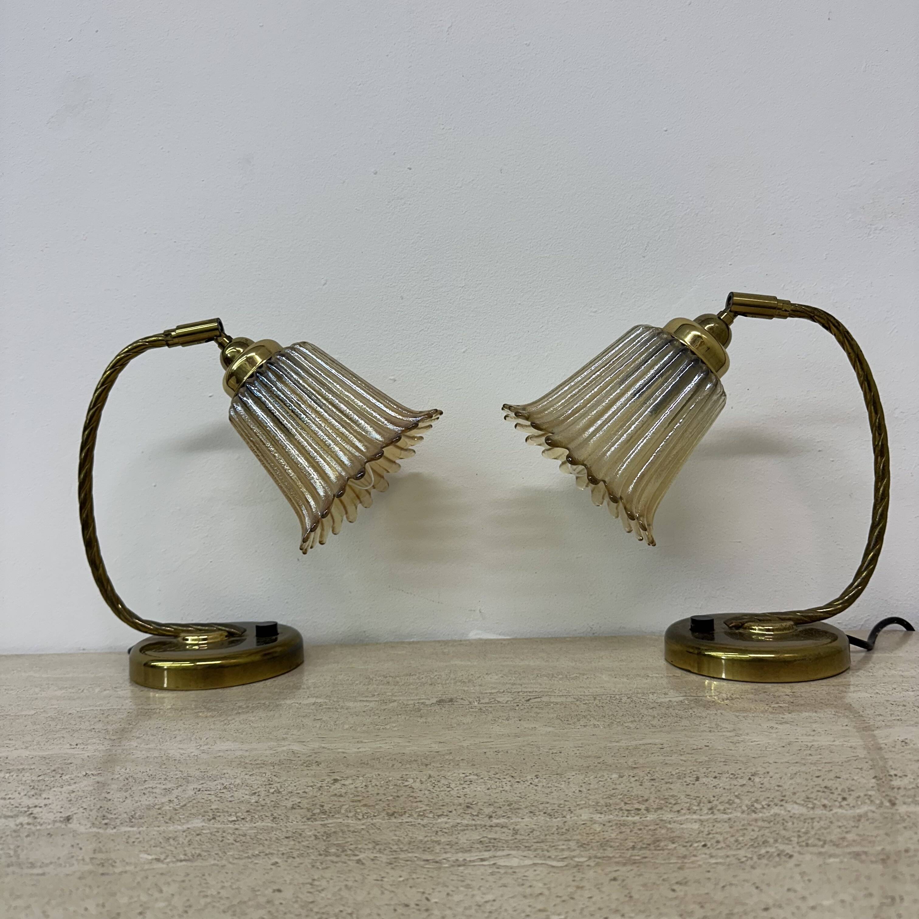 Lot de 2 lampes de table art déco, années 50