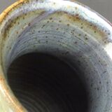 Vase en Grès Émaillé Coulant, Puisaye,Belle Signature d'Artiste Incurvé