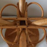 Pair of vintage bamboo and chestnut side tables by Pascal Raffier.
