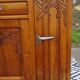 Narrow sideboard, art deco in light walnut, gray marble top