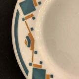 5 flat art deco plates signed Badonviller, Sans Souci model