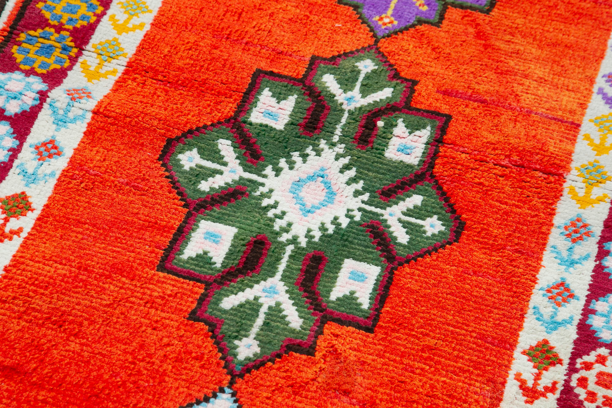 Handmade unique oriental orange runner rug 82 cm x 375 cm