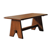 Brutalist dining table in solid oak, France, circa 1980.