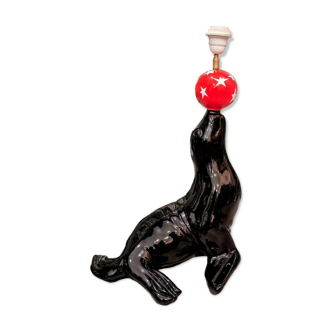 Vintage sea lion ceramic lamp