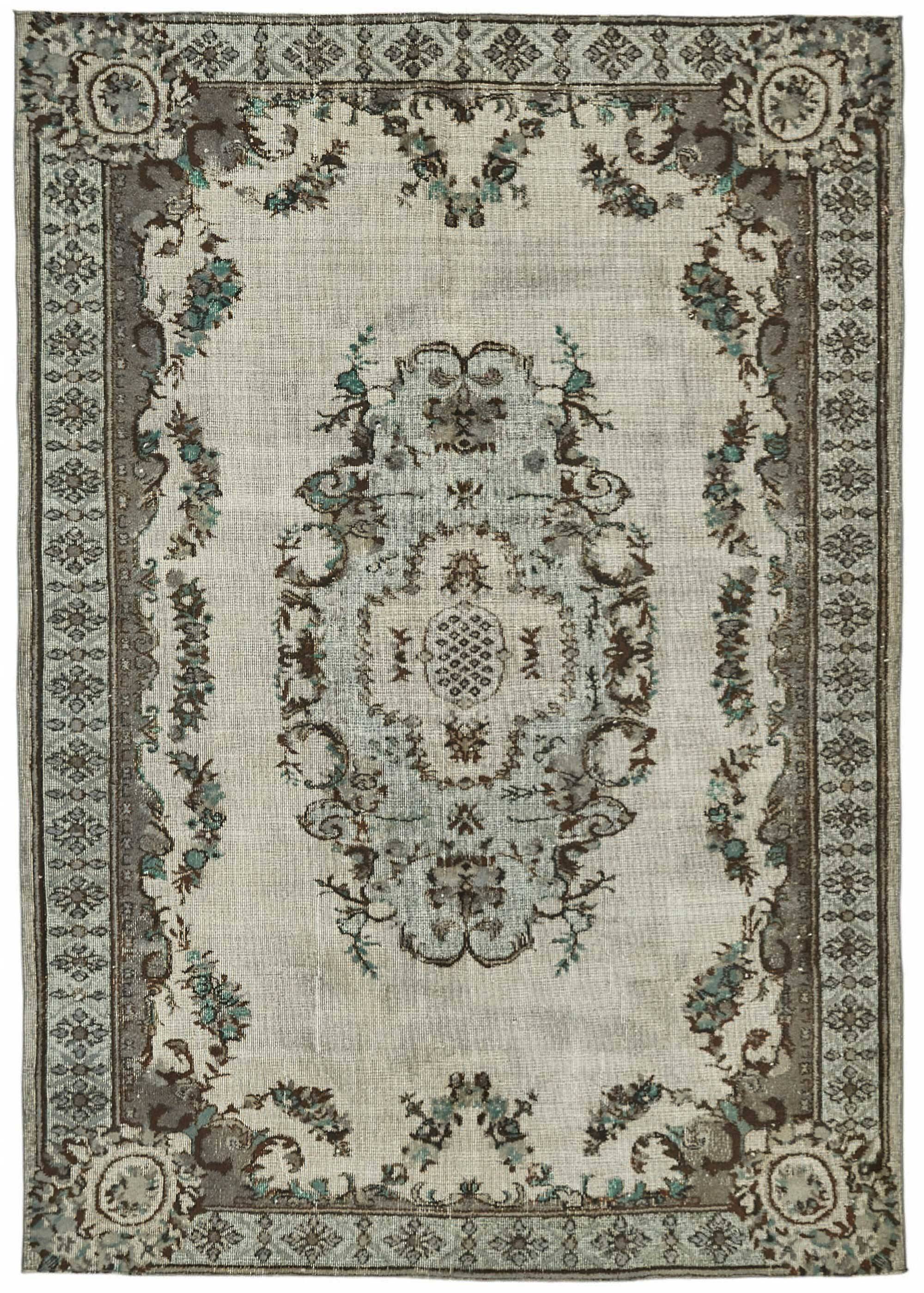 Overdyed Wool Vintage Handmade Carved Rug 169 cm x 288 cm