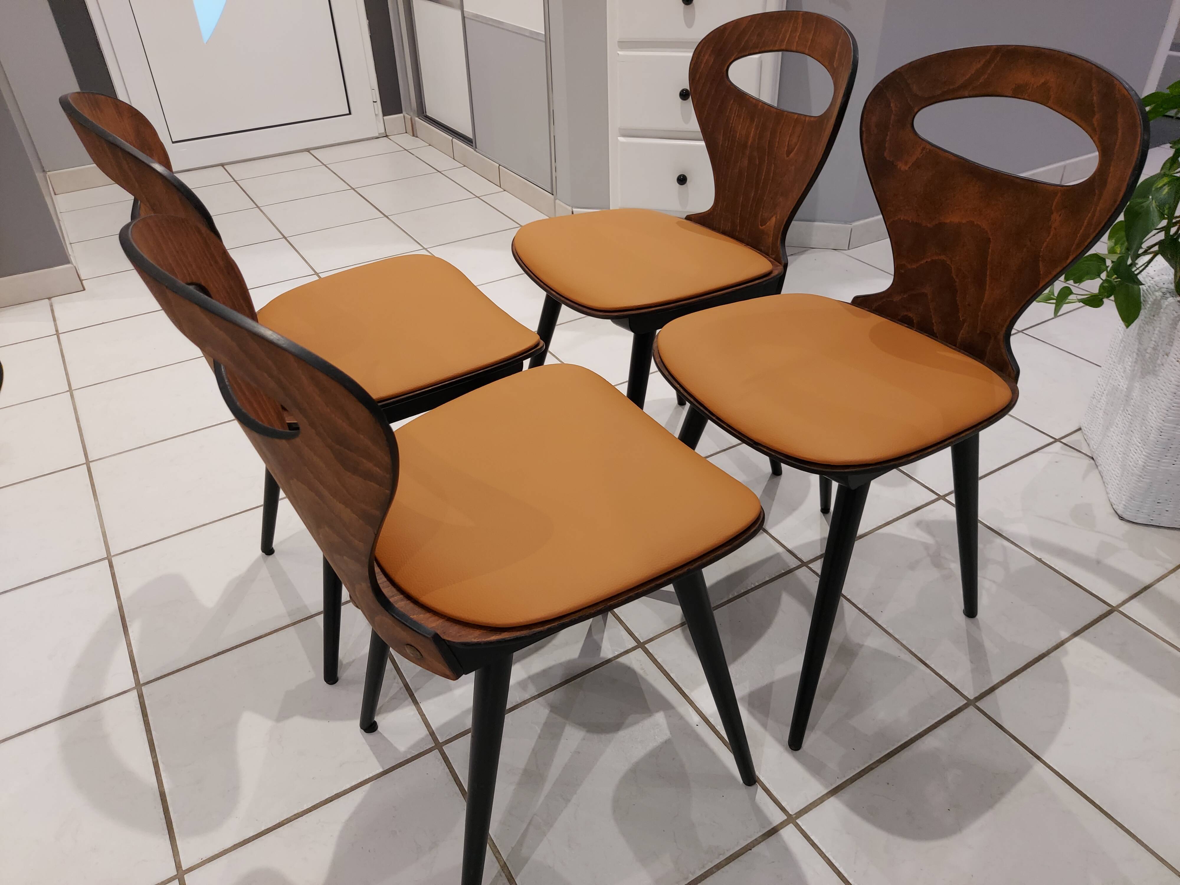 Suite of 4 chairs of Bistrot Baumann model Vintage Ant 1970s