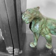 Lion and lioness bookends by Joseph Carlier, 1930