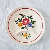 Lot de 6 assiettes vintage modèle Sarreguemines Chatenois vintage compartimentées à décor