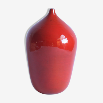 Vase en céramique émaillée rouge par Paco, Belgique années 1960