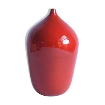 Red glazed ceramic vase by Paco, Belgium 1960s