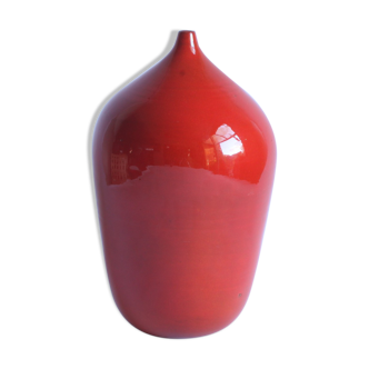 Red glazed ceramic vase by Paco, Belgium 1960s