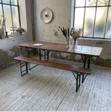 Guinguette table and its 2 benches