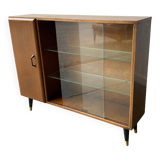 Bibliothèque vintage du milieu du siècle avec portes coulissantes en verre par Turnidg