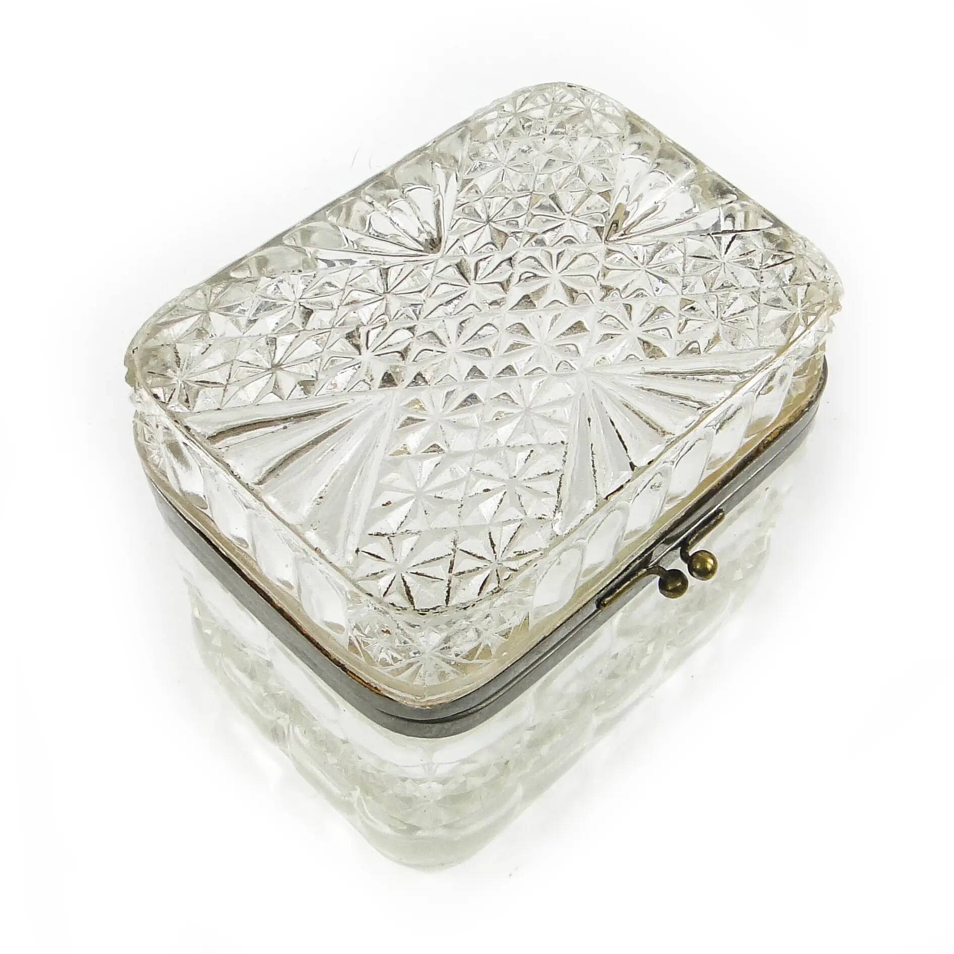Bonbonnière Art Déco, verre pressé, HSG Ząbkowice, Pologne, années 1930