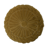 Round pleated cushion in khaki green velvet