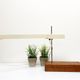 Unique XL Vintage Fluorescent Desk Lamp, Solid wooden base, Mid Century Table Lamp