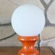 Table or bedside lamp orange wood and opaline vintage 70's hustadt