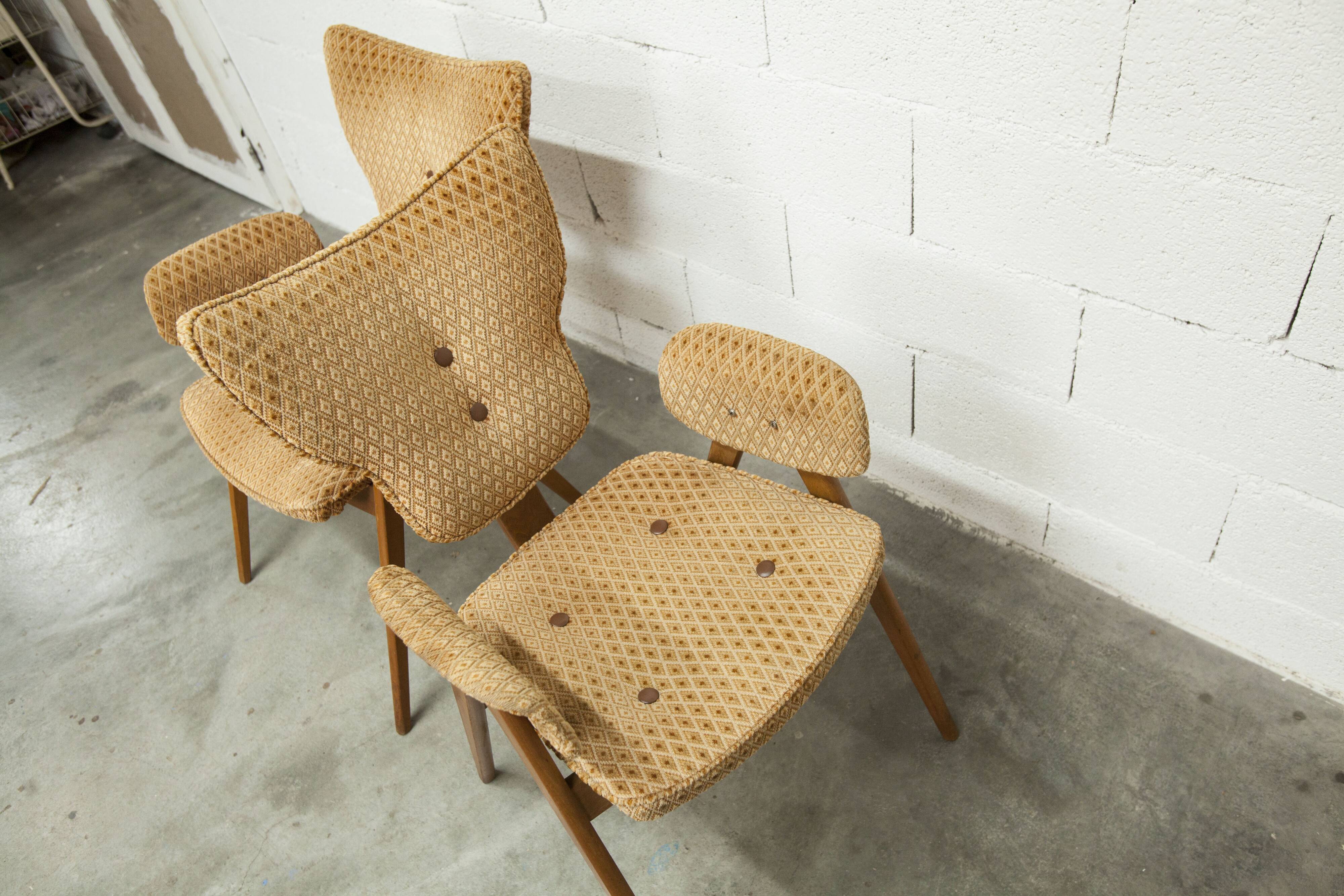 4 chairs and 2 Lounge armchairs by Roger Landault, ABC edition, 1950.