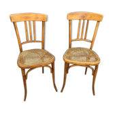 Paire de chaises Japy assises cannées