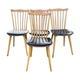 Set de 4 chaises Baumann assise en simili cuir noir