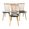Set de 4 chaises Baumann assise en simili cuir noir