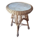 Circular bamboo and faux marble coffee or wine table, 1960s