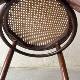 Chaise bistrot ancienne en bois et cannage