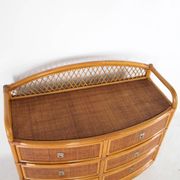 Rattan and brass chest of drawers