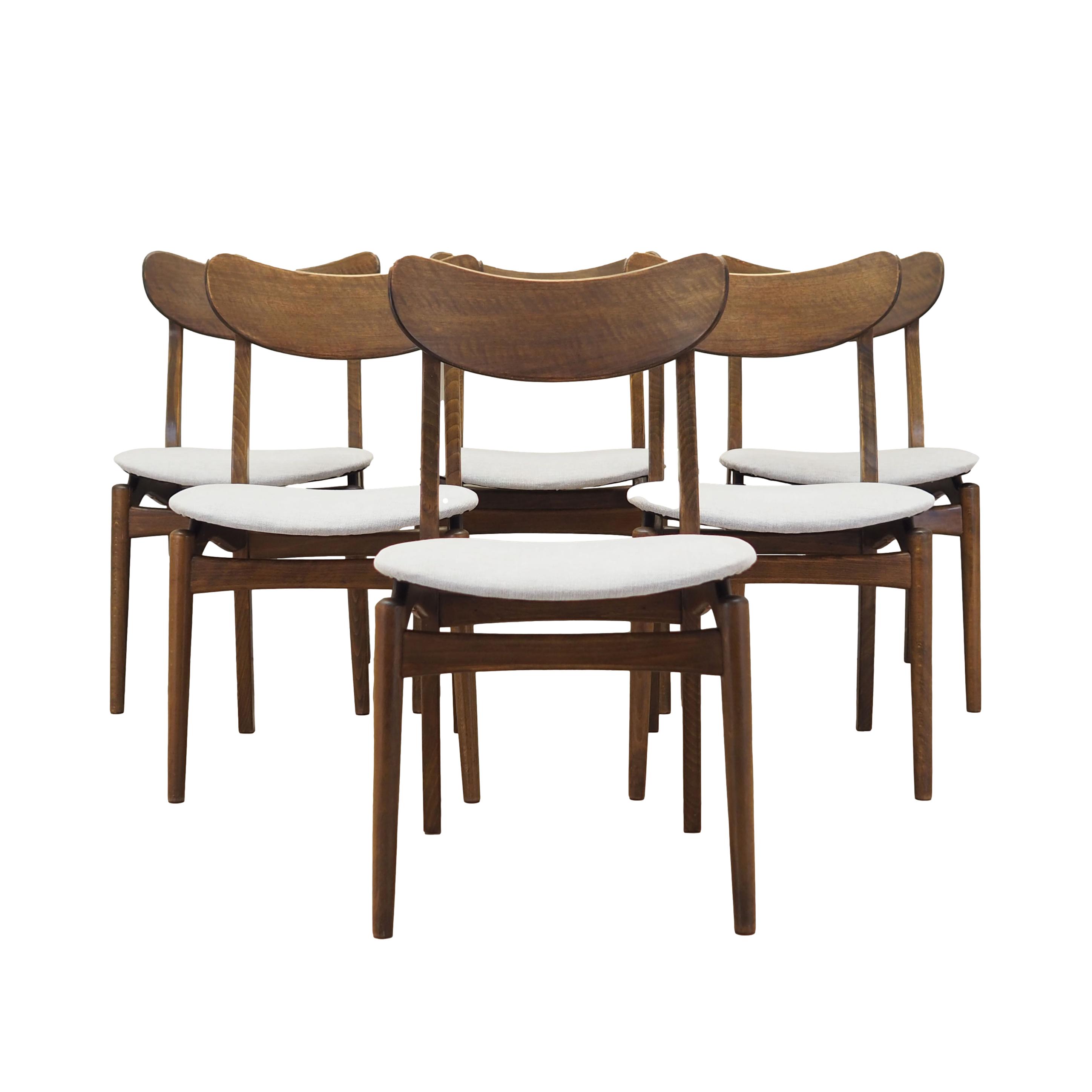 Set of six walnut chairs, Danish design, 60s, production: Denmark