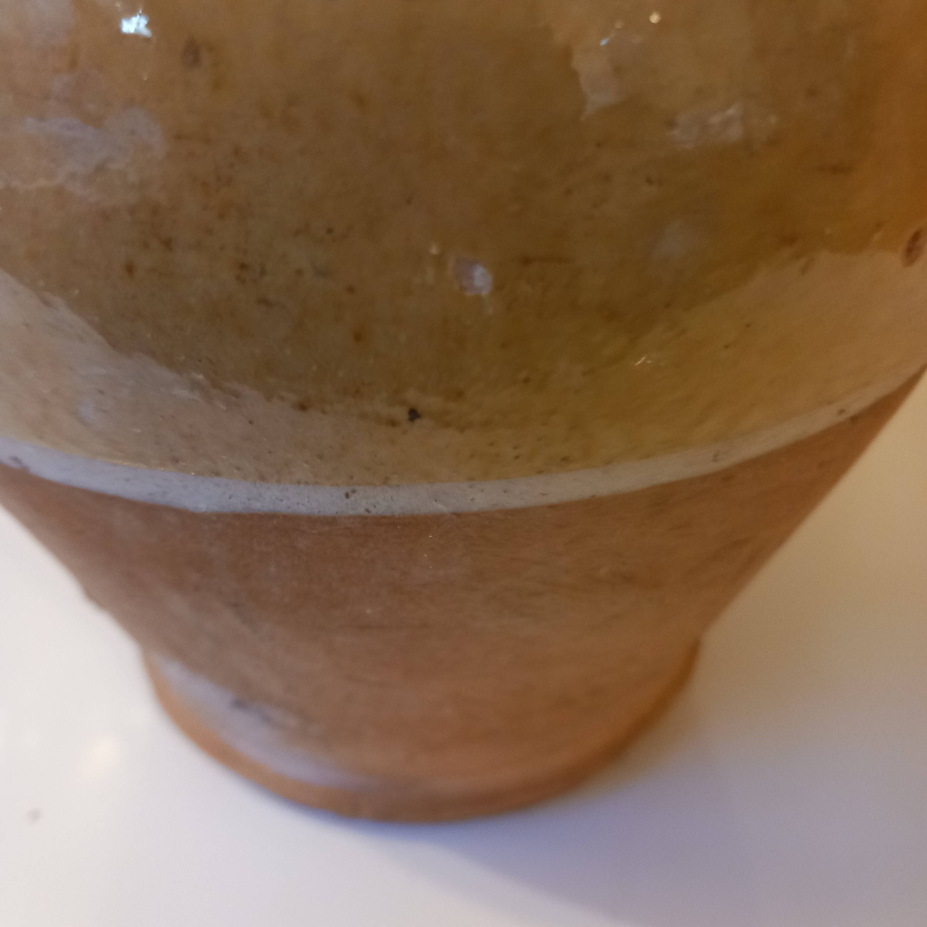 Yellow glazed grease pot