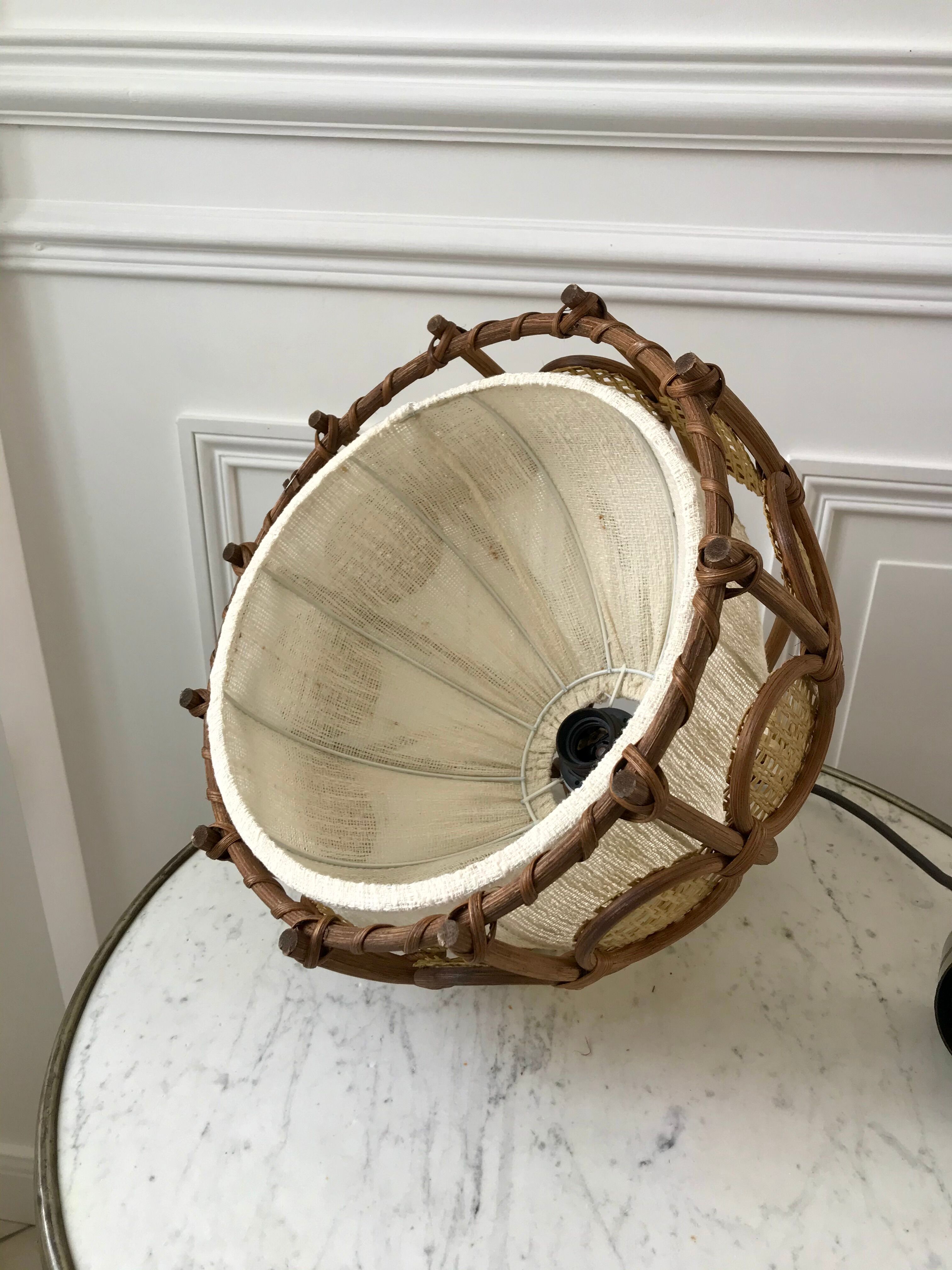 Scandinavian suspension in rattan canvas and canning 60s-70s